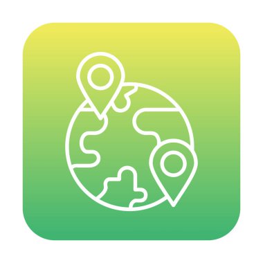 Konum simgesi, Dünya Turizmi kavramına sahip Dünya küresinin vektör illüstrasyonu