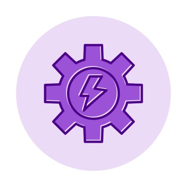 lighting bolt icon inside gear, vector illustration simple design clipart