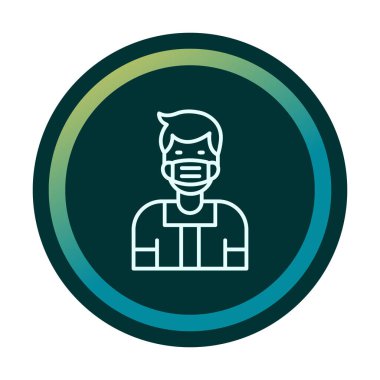 Düz genç adam tıbbi maske taşıyıcısı