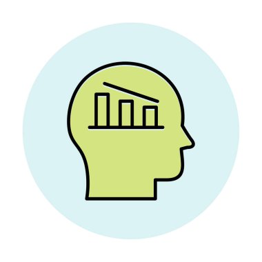 İş grafik simgesine sahip insan kafası, kişisel büyüme simgesi, vektör illüstrasyonu