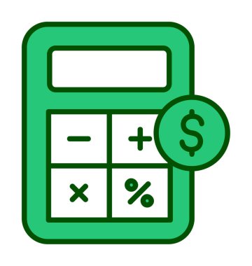 hesap makinesi düz simgesi, vektör illüstrasyonu