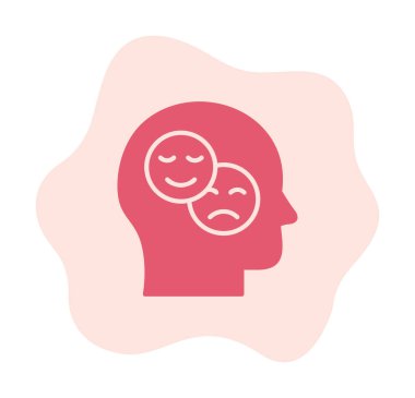 Bipolar bozukluk veya depresyon BP web ikonu, vektör illüstrasyonu. Ruh sağlığı sembolleri gösteriliyor