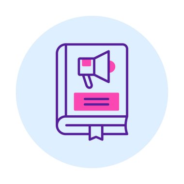 Pazarlama Kitabı simgesi, vektör illüstrasyonu