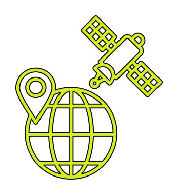 Uydu sistemi simgesine sahip dünya gezegeni 