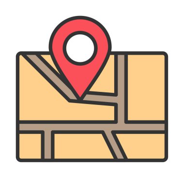 Konum iğnesi, vektör illüstrasyonlu harita simgesi