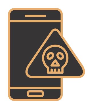 akıllı telefon ve kafatası simgesi tasarımı, tehlike ve uyarı teması, vektör illüstrasyonu