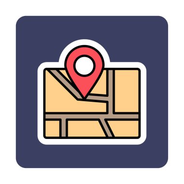 Konum iğnesi, vektör illüstrasyonlu harita simgesi