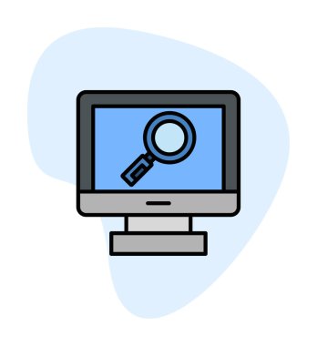 büyüteç simgesine sahip düz monitör, düz stil