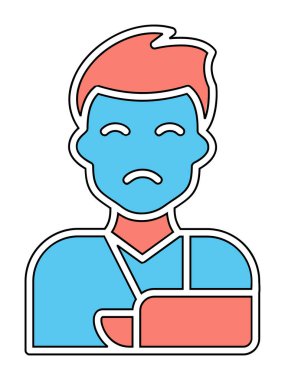 Elinde travma ikonu olan adam vektör illüstrasyonu 