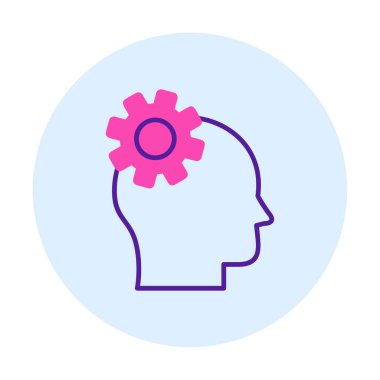 Düşünen baş simgesi, vektör çizimi basit tasarım