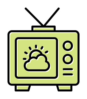 Hava sembollü TV simgesi, vektör illüstrasyonu basit tasarım