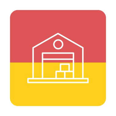 Kutu simgesi ve vektör illüstrasyonlu depo 