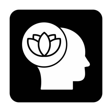 baş ve nilüfer çiçeği simgesi, vektör illüstrasyonu basit tasarım