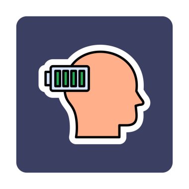 Batarya vektör çizimi tasarımı olan insan kafası