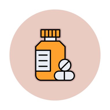 İlaç şişesi, ilaç ikonu, vektör illüstrasyonu                                         