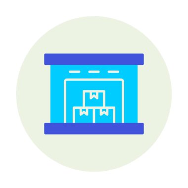 Kutu simgesi ve vektör illüstrasyonlu depo 