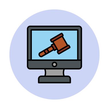 Çevrimiçi açık artırma simgesi, vektör illüstrasyonuName 