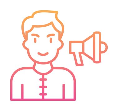 Gençler megafonla, vektör illüstrasyonuyla protesto ediyor  