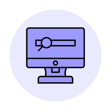 büyüteç simgesine sahip düz monitör, düz stil