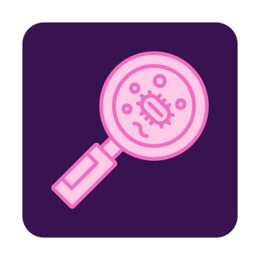 Büyüteç cam simgesi, vektör illüstrasyonu ile Bakteri aranıyor  