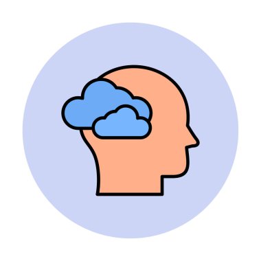 Bulut simgesi olan beyin, vektör illüstrasyonu