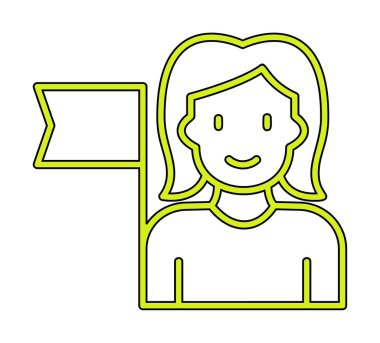 Bayrağı olan insanlar, tasarım vektörü illüstrasyonunda feminizm 