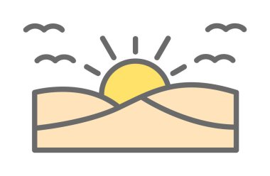 Basit düz gün batımı ve deniz vektör çizimi tasarımı