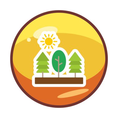 Ağaçlar, orman, doğa simgesi, vektör illüstrasyonu