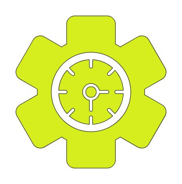 Saat simgesi, vektör illüstrasyonu, zaman sembolü ayarlanıyor. İçerideki saat dişlisi 