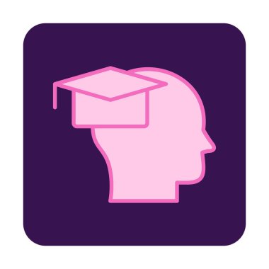 Mezuniyet şapkası ikonu olan insan kafası.