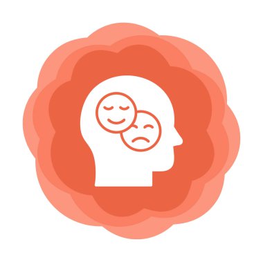 Bipolar bozukluk veya depresyon BP web ikonu, vektör illüstrasyonu. Ruh sağlığı sembolleri gösteriliyor