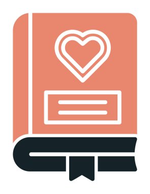 Kalp ikonu ve vektör illüstrasyonlu romantizm kitabı 