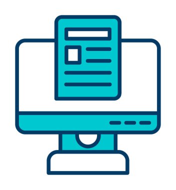 Yazı simgesi, vektör illüstrasyonlu bilgisayar ekranı