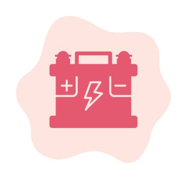 Araba aküsü simgesi. Ağ için Kataloglayıcı imza vektör simgesinin düz çizimi.