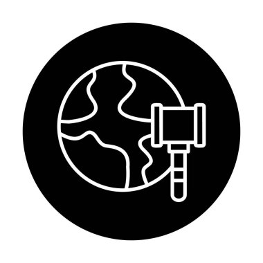 Basit Düz Dünya Açık Artırma Simgesi Vektör İllüstrasyonu