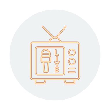 canlı yayın web simgesi, vektör illüstrasyonlu mikrofon 