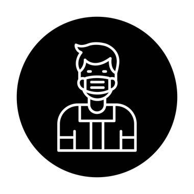 Düz genç adam tıbbi maske taşıyıcısı