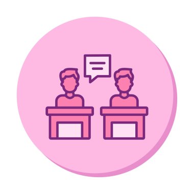 Konuşma yapan erkekler tartışma ikonu, vektör illüstrasyonunda ayakta duruyorlar