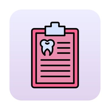 Dişlerinde pano simgesi var. Web için Tıbbi Rapor vektör simgesinin basit illüstrasyonu              