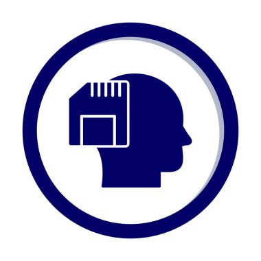 Hafıza kartı simgesine sahip insan kafası, vektör illüstrasyonu