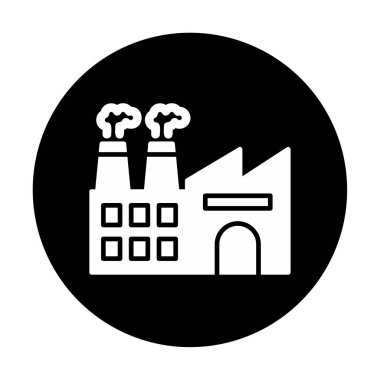 Fabrika web simgesi, vektör illüstrasyonu 