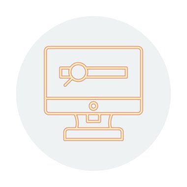 büyüteç simgesine sahip düz monitör, düz stil