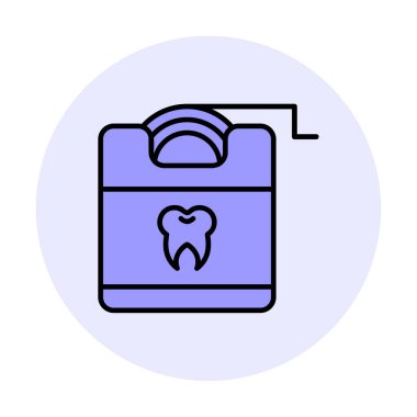 Diş ipi ikonu. Diş hekimi vektör illüstrasyonu.