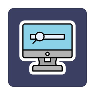 büyüteç simgesine sahip düz monitör, düz stil