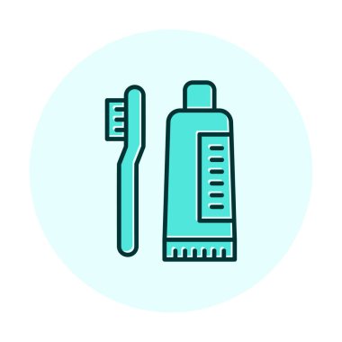 Diş fırçası ve diş macunu ikonları vektör illüstrasyonuName