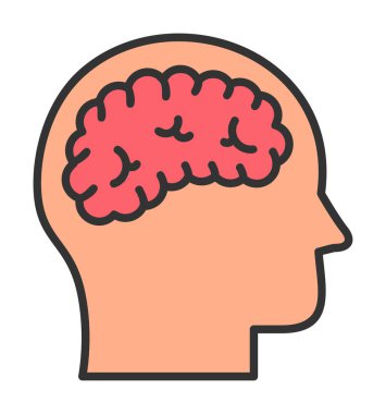 düz insan beyni ikon vektör tasarımı