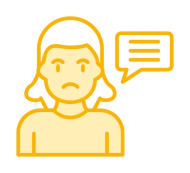 Konuşma balonu olan üzgün kadın, vektör illüstrasyon tasarımı