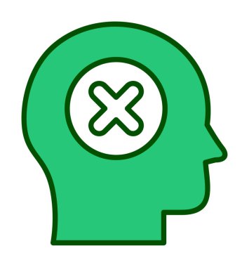 Çapraz işaretli insan kafası, güvensiz kişi, vektör illüstrasyonu