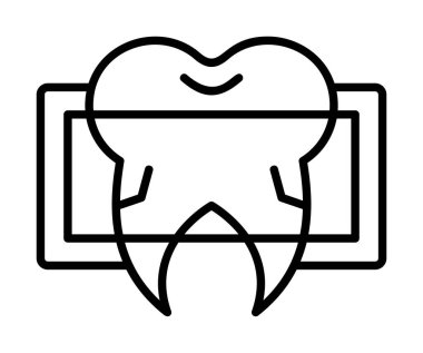 Diş bakımı ikonu, basit tasarım. Vektör çizimi. Diş röntgeni                                