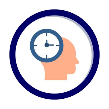 İnsan kafası ikonlu saat. vektör illüstrasyonu                          